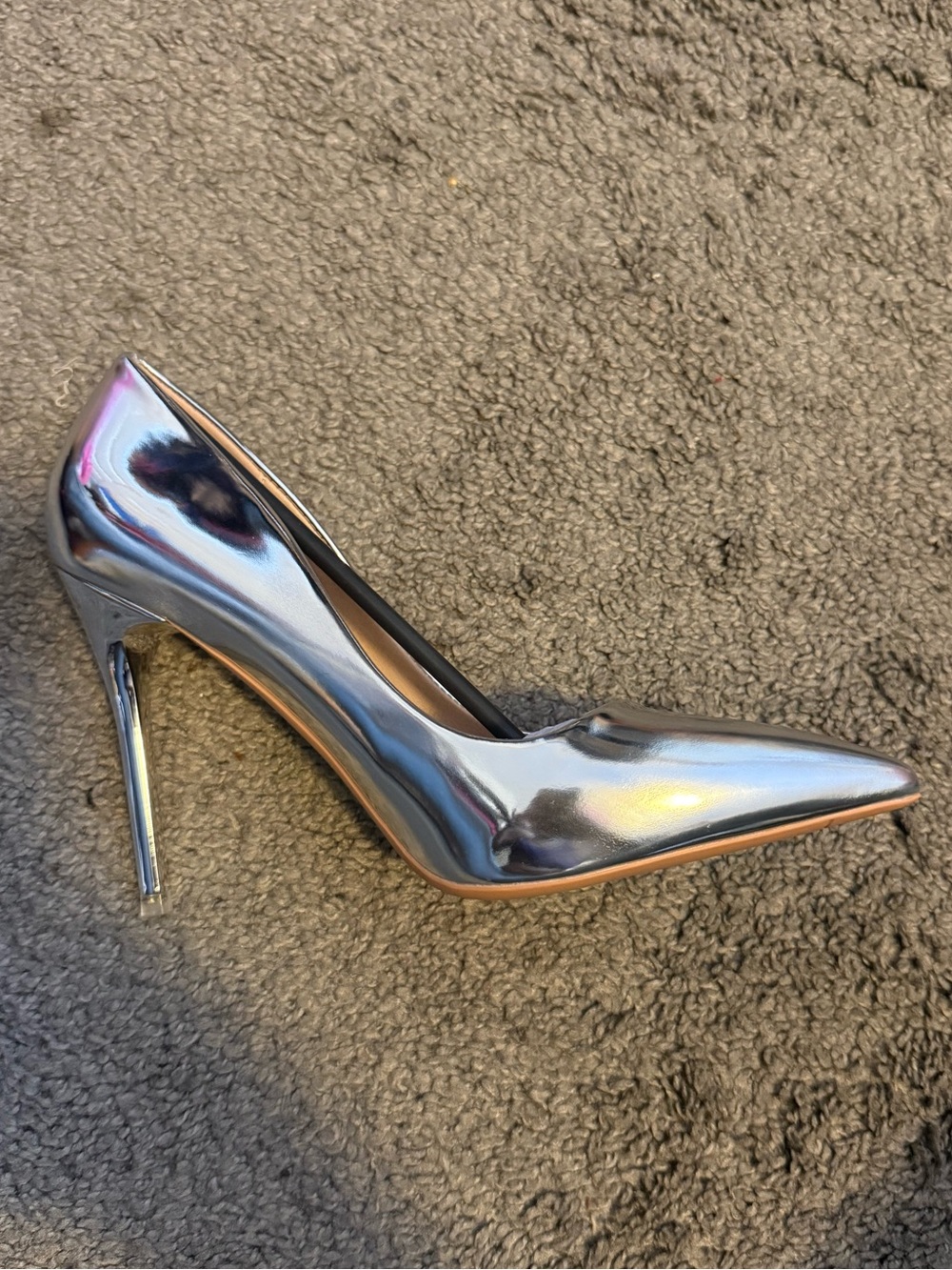 SHEIN Shiny Silver Pointed Stiletto Pump